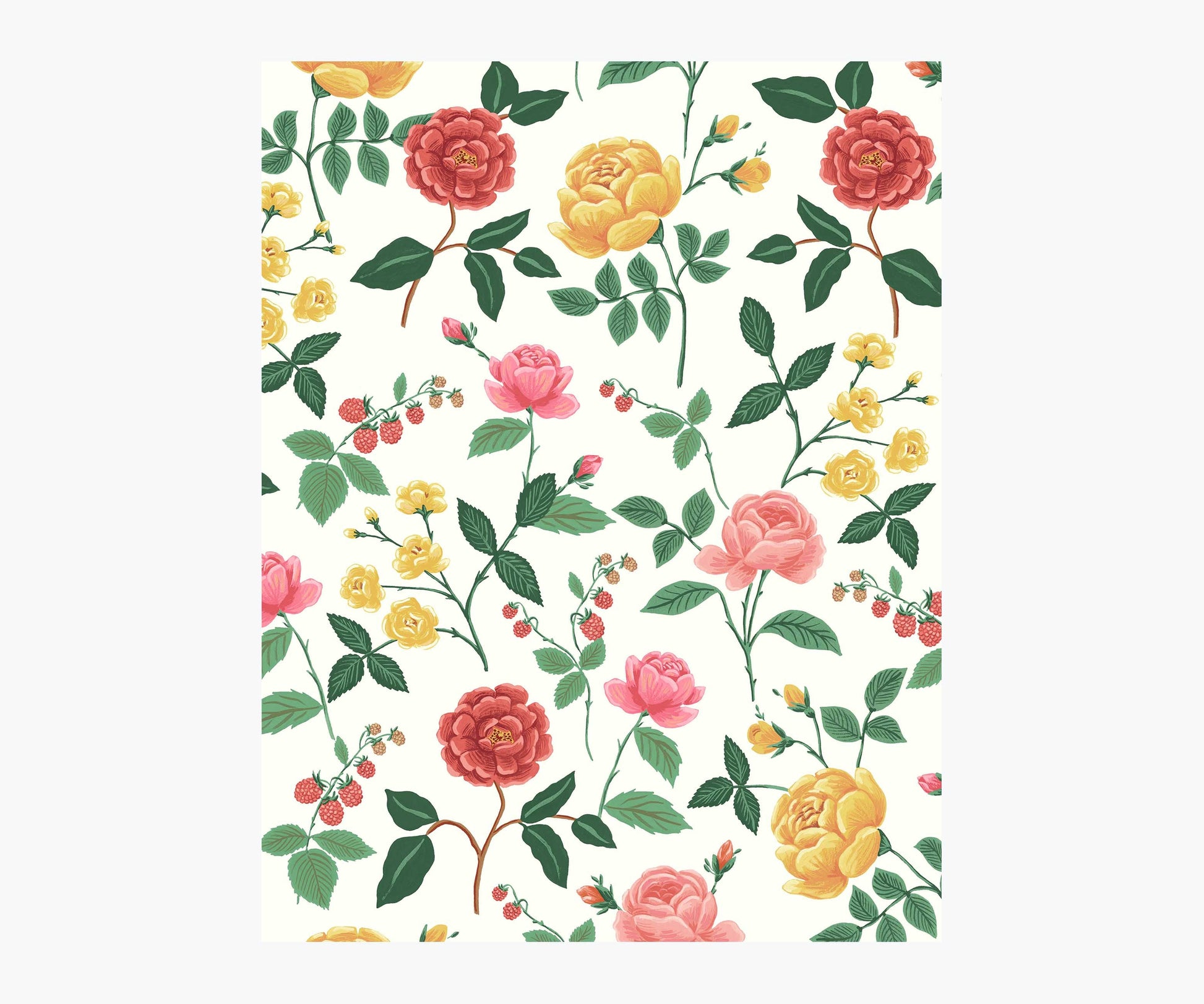 Roses Wallpaper Sample - White & Blush - Peel and Stick Wallpaper
