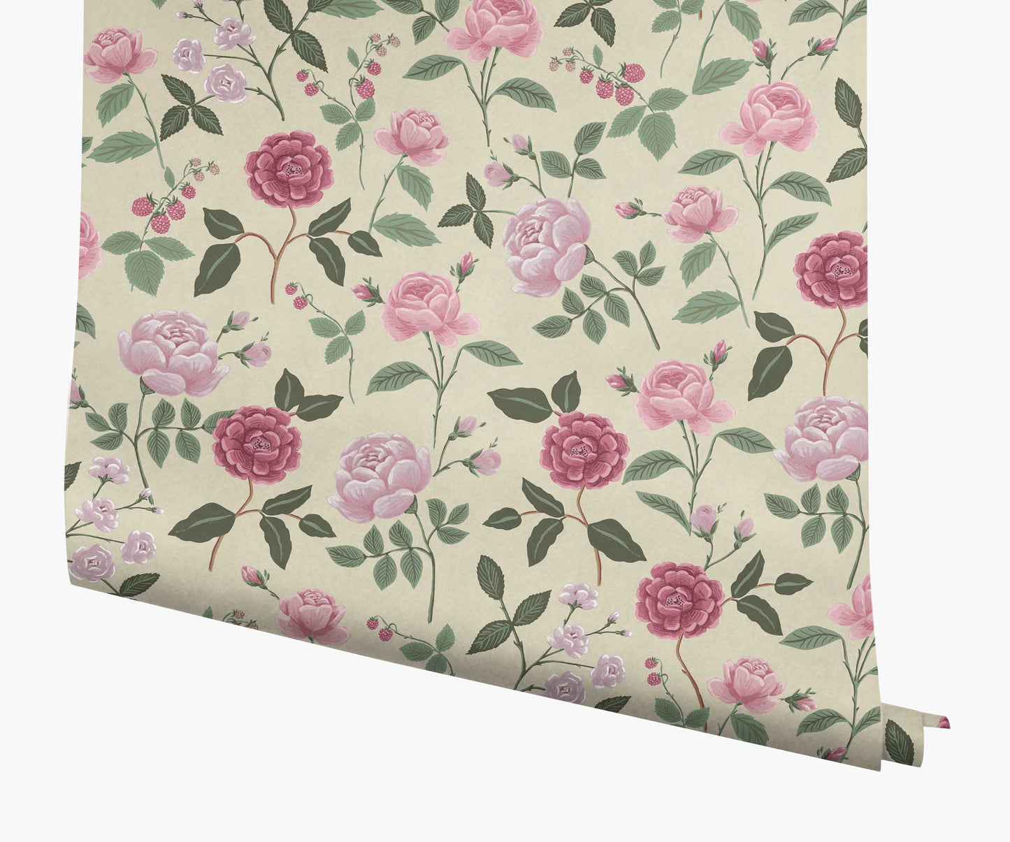 Roses Wallpaper - Linen - Peel and Stick Wallpaper