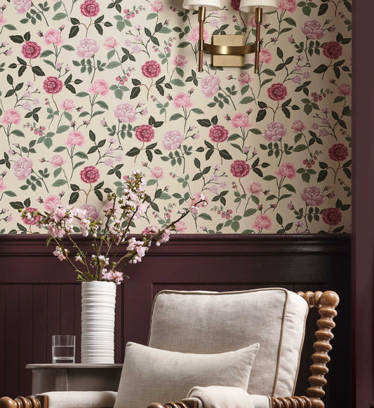Roses Wallpaper - Linen