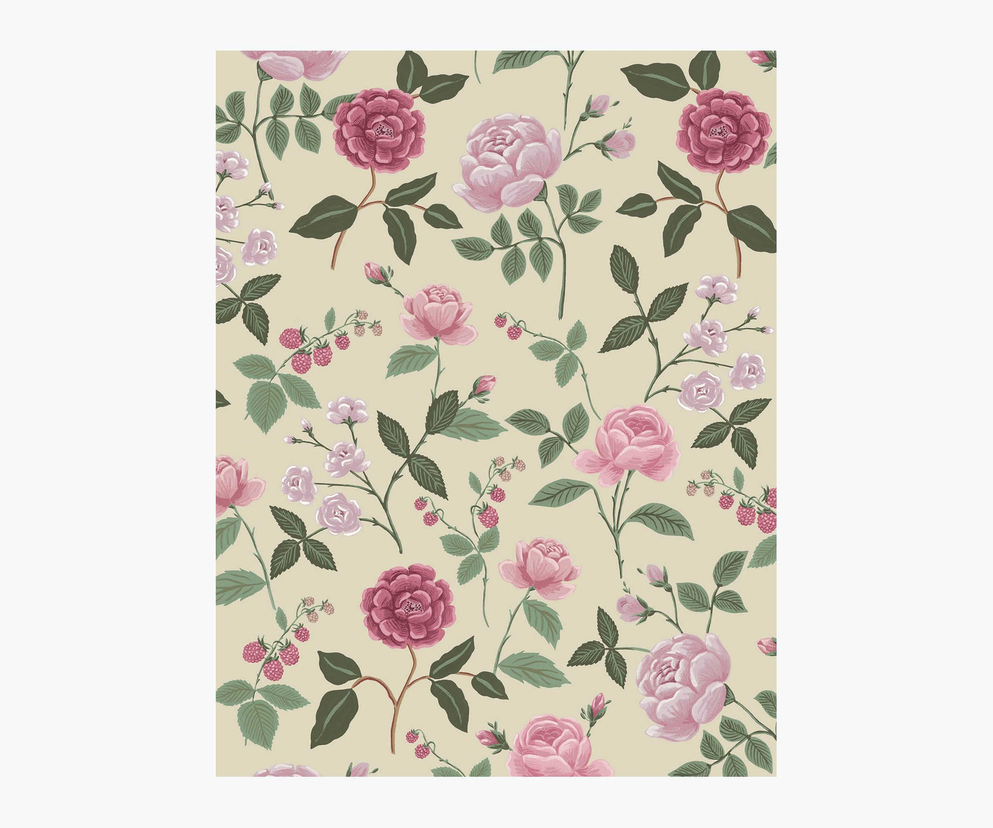 Roses Wallpaper Sample - Linen - Peel and Stick Wallpaper