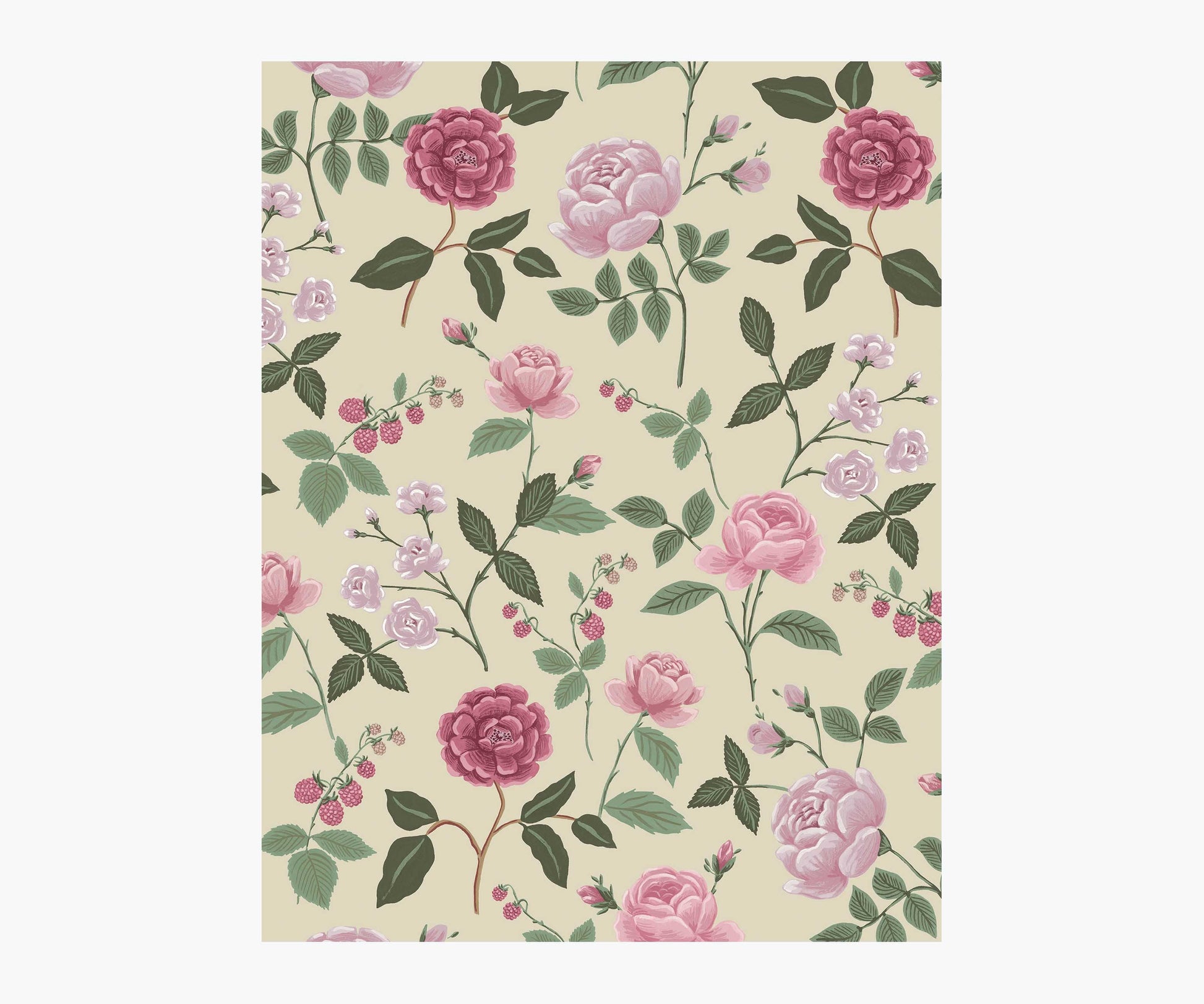 Roses Wallpaper Sample - Linen - Peel and Stick Wallpaper