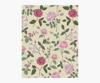 Roses Wallpaper Sample - Linen - Peel and Stick Wallpaper