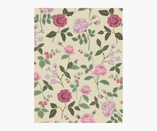 Roses Wallpaper Sample - Linen - Peel and Stick Wallpaper