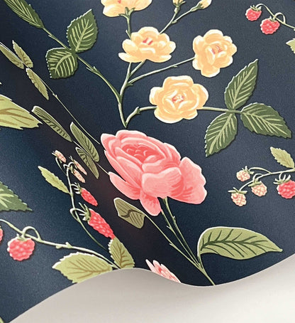 Roses Wallpaper - Navy