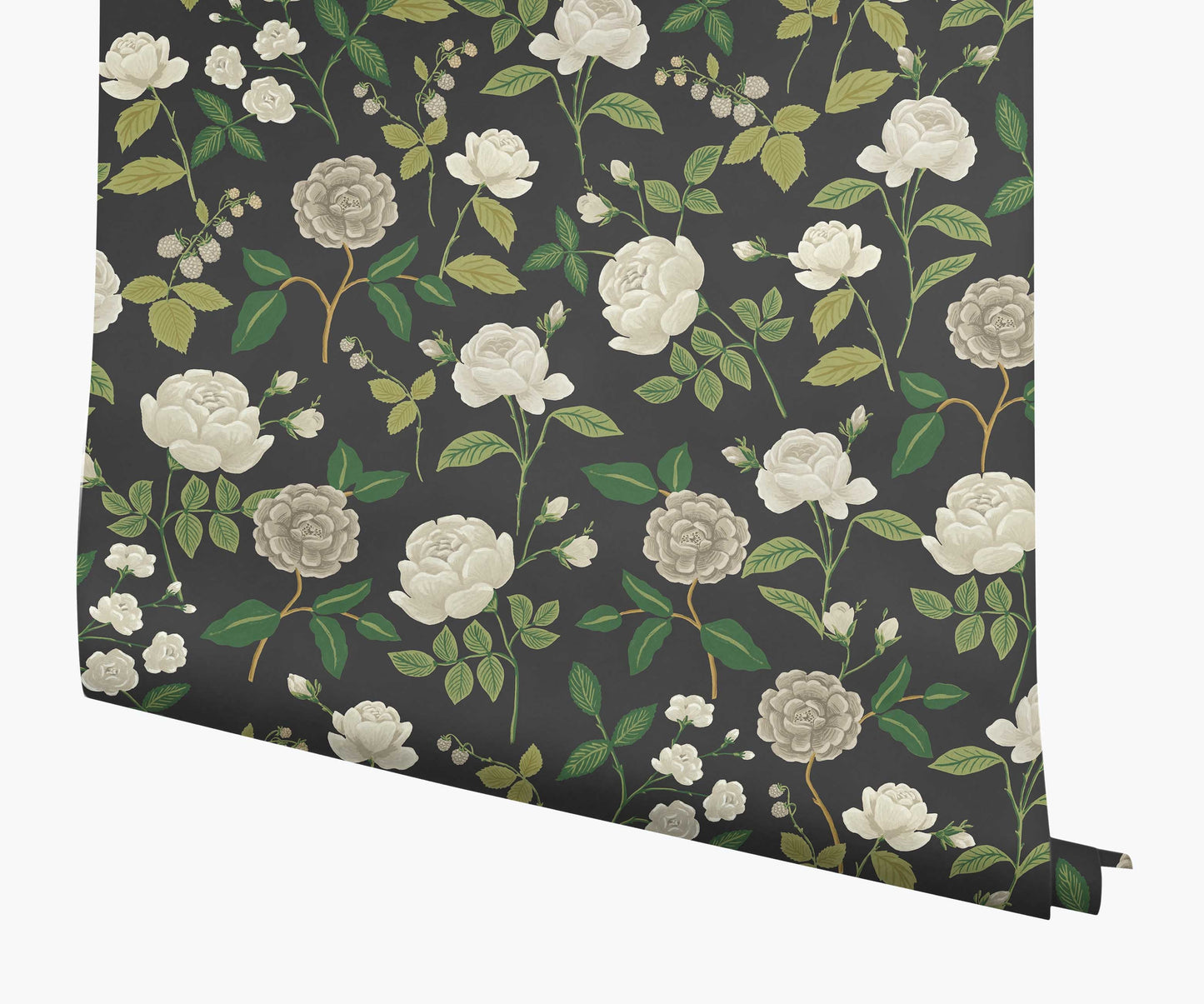 Roses Wallpaper - Black - Peel and Stick Wallpaper