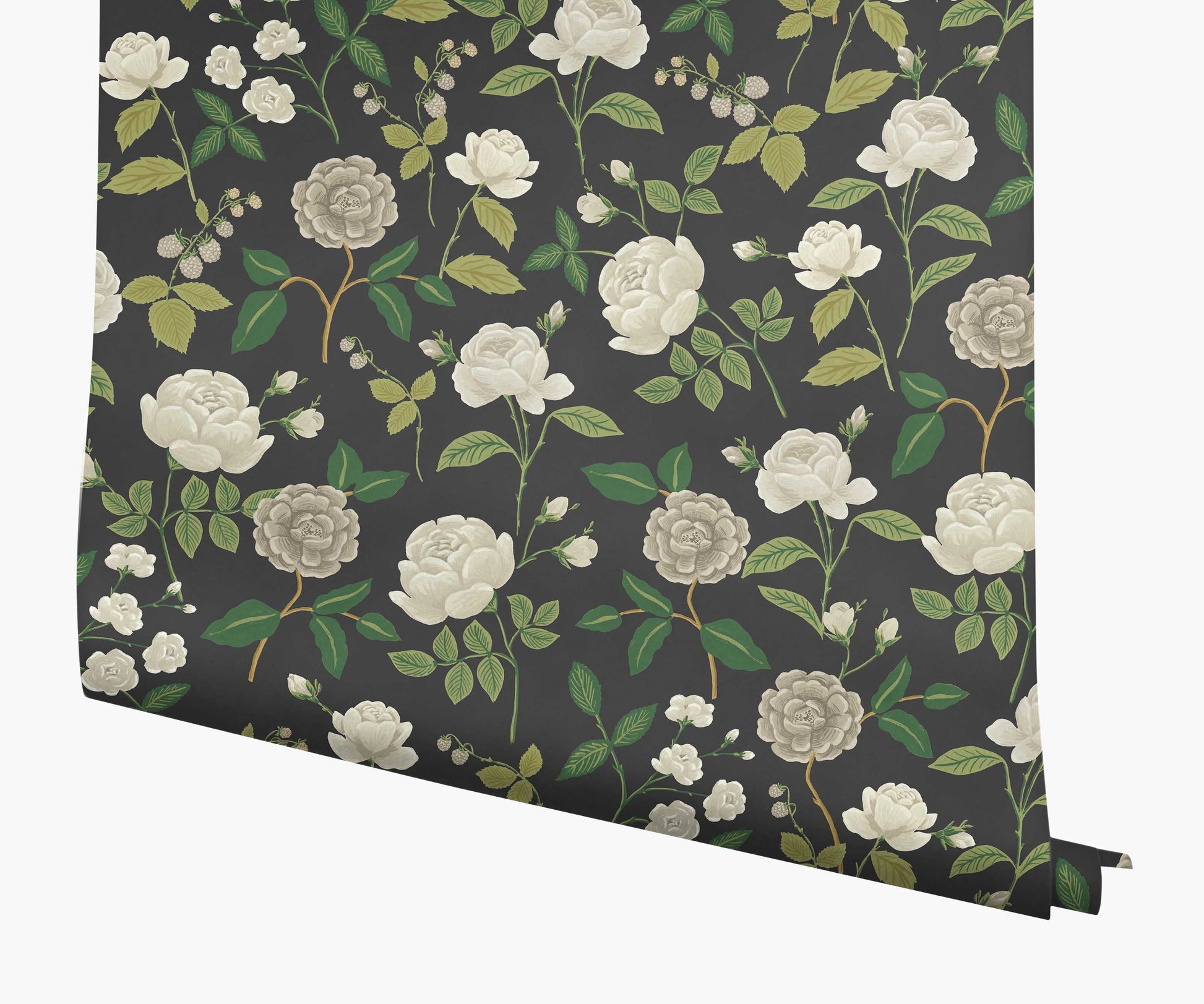 Roses Wallpaper - Black - Peel and Stick Wallpaper