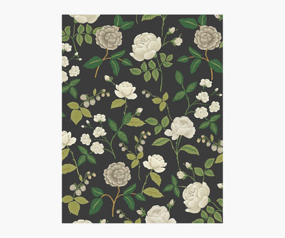 Roses Wallpaper Sample - Black - Peel and Stick Wallpaper