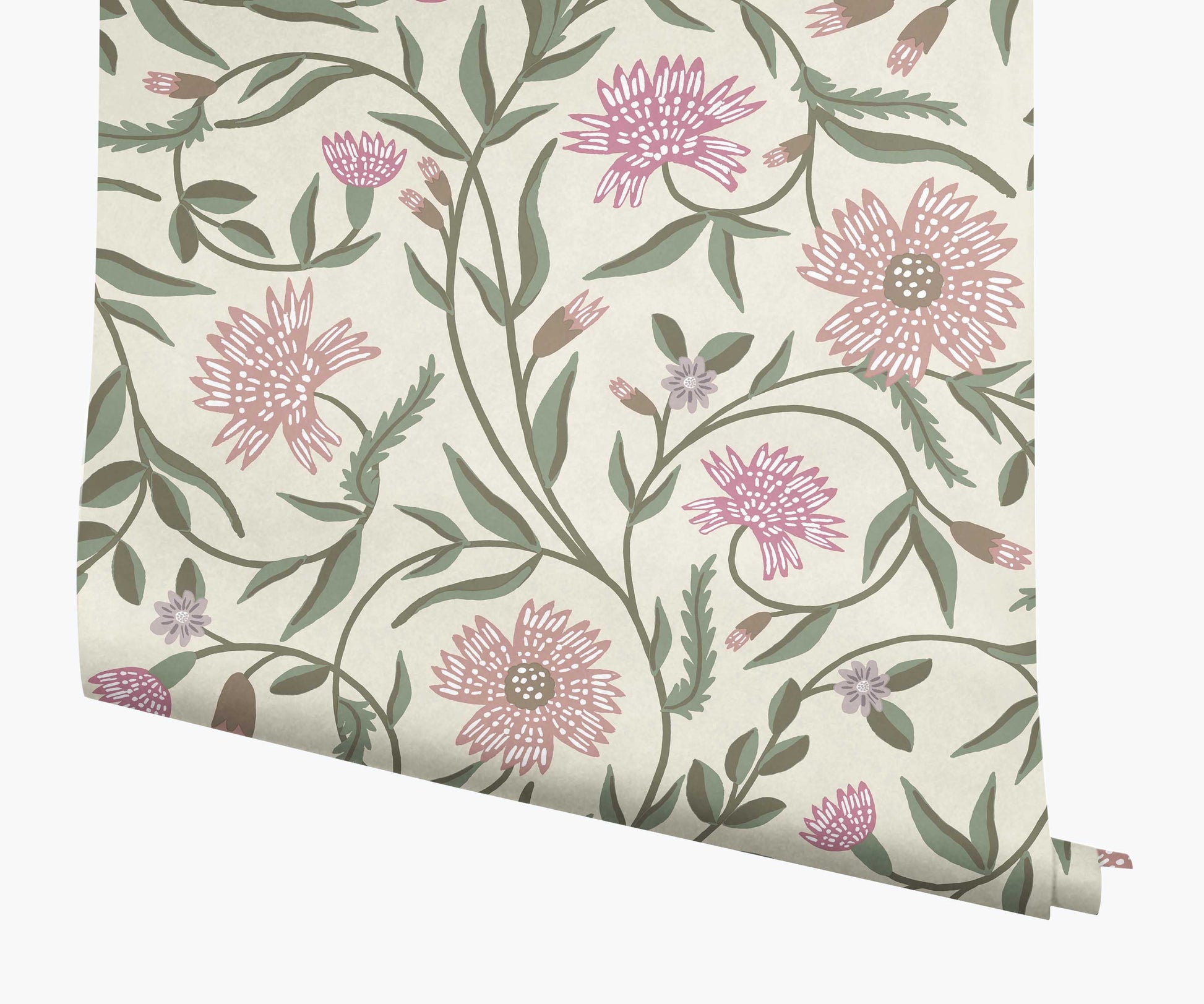 Aster Wallpaper - Linen & Rose - Peel and Stick Wallpaper