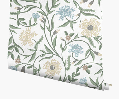 Aster Wallpaper - White - Peel and Stick Wallpaper