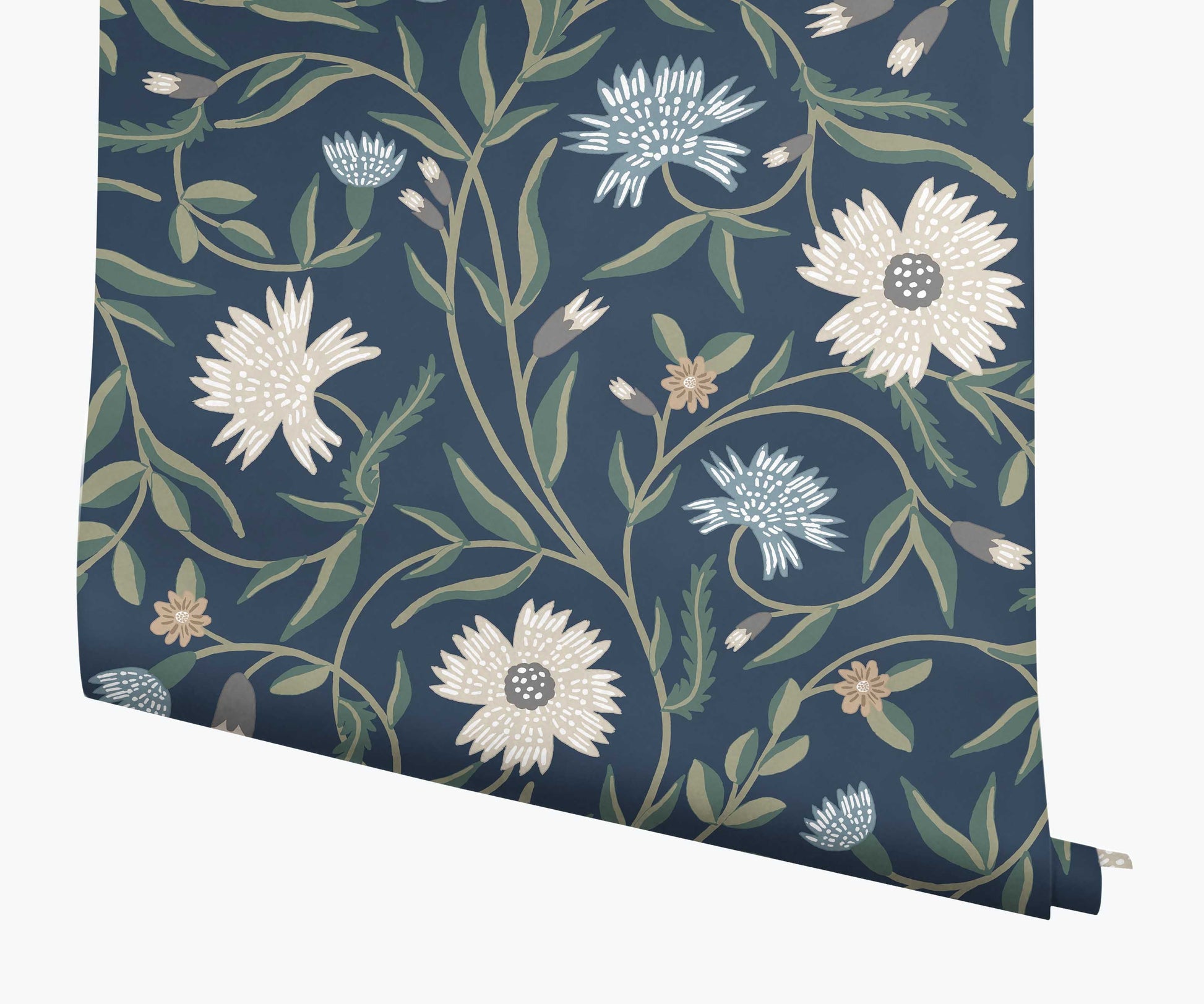 Aster Wallpaper - Navy - Peel and Stick Wallpaper