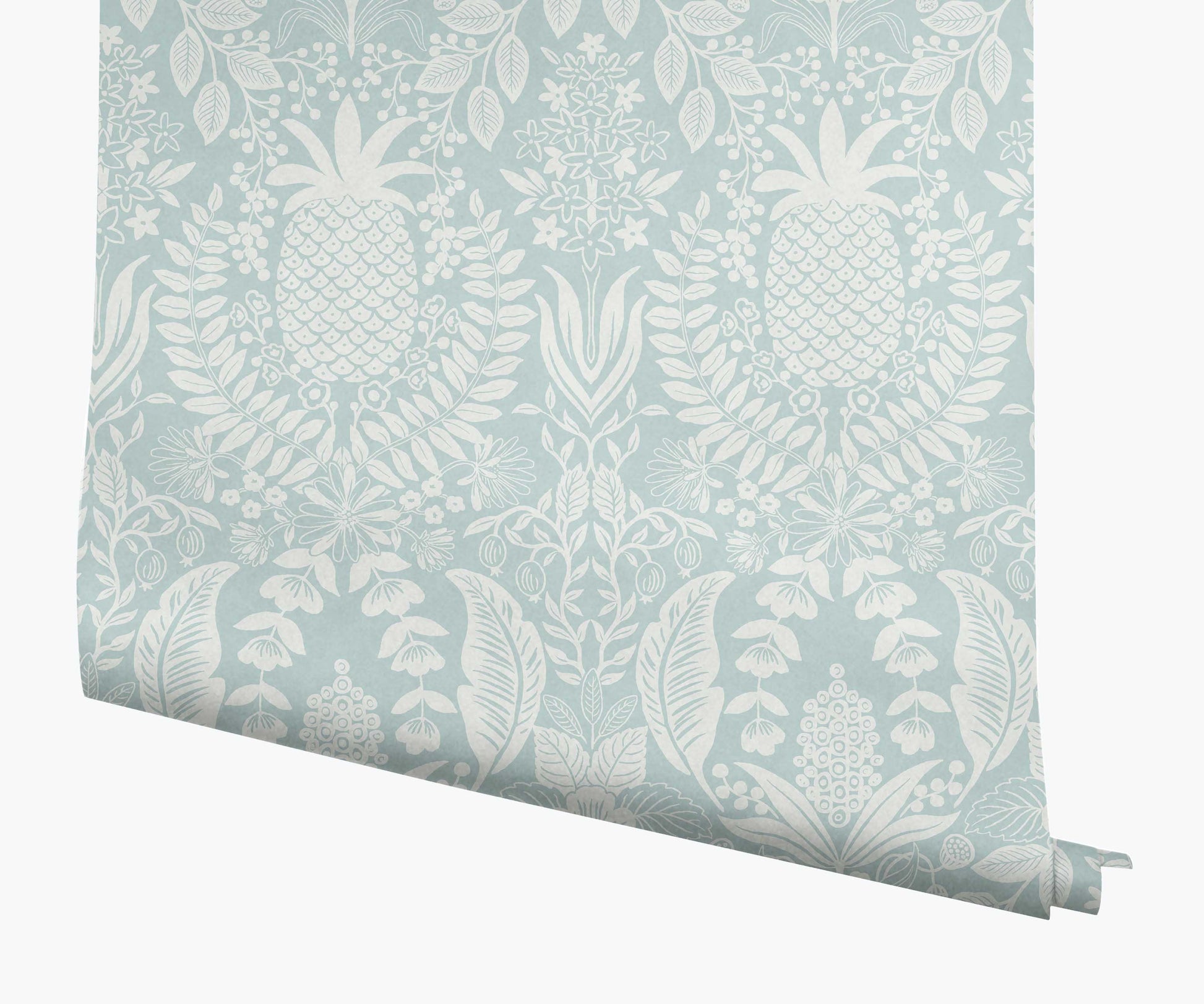 Pineapple Damask Wallpaper - Light Blue - Peel and Stick Wallpaper