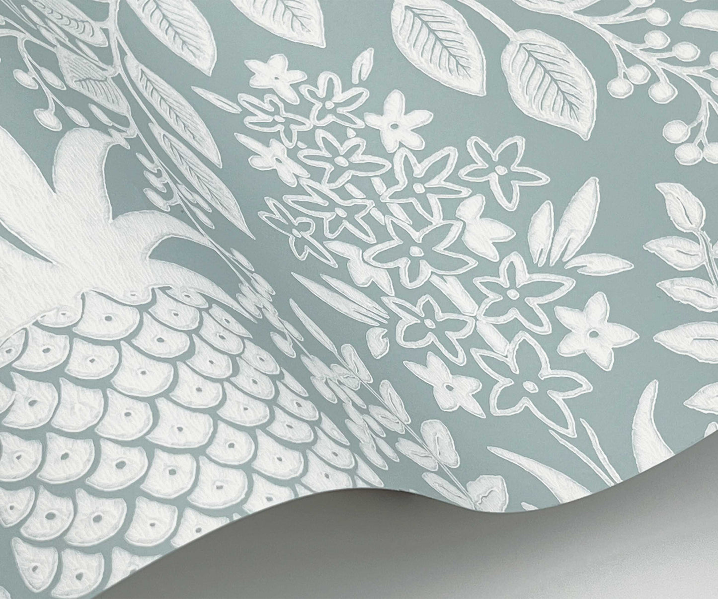 Pineapple Damask Wallpaper Sample - Light Blue