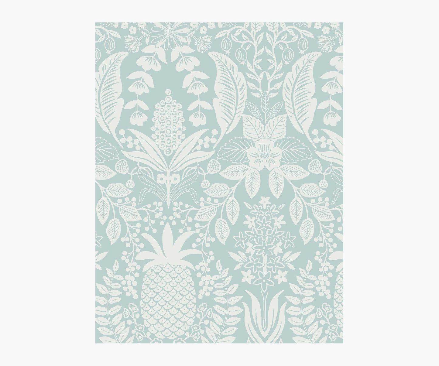 Pineapple Damask Wallpaper Sample - Light Blue - Peel and Stick Wallpaper