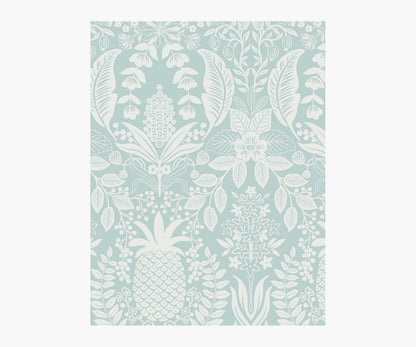 Pineapple Damask Wallpaper Sample - Light Blue - Peel and Stick Wallpaper