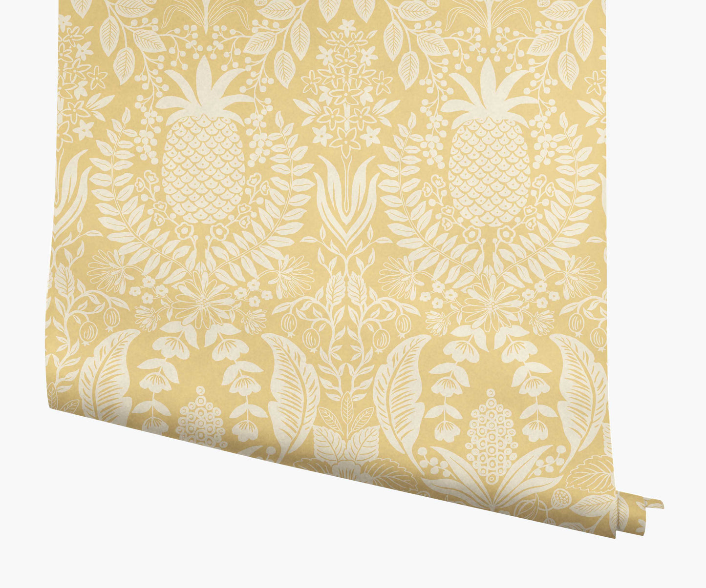 Pineapple Damask Wallpaper - Yellow - Peel and Stick Wallpaper