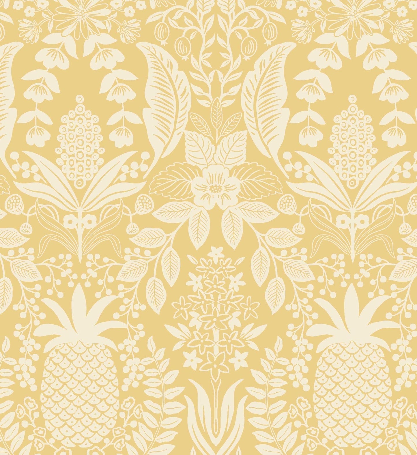 Pineapple Damask Wallpaper - Yellow