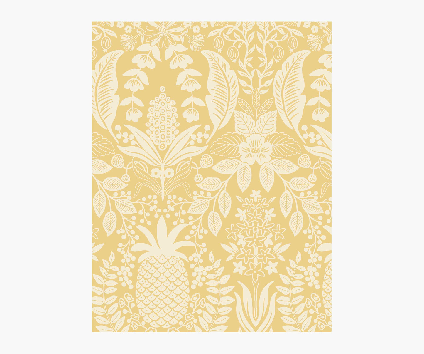Pineapple Damask Wallpaper Sample - Yellow - Peel and Stick Wallpaper