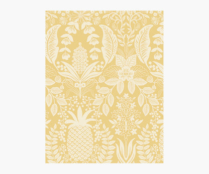 Pineapple Damask Wallpaper Sample - Yellow - Peel and Stick Wallpaper