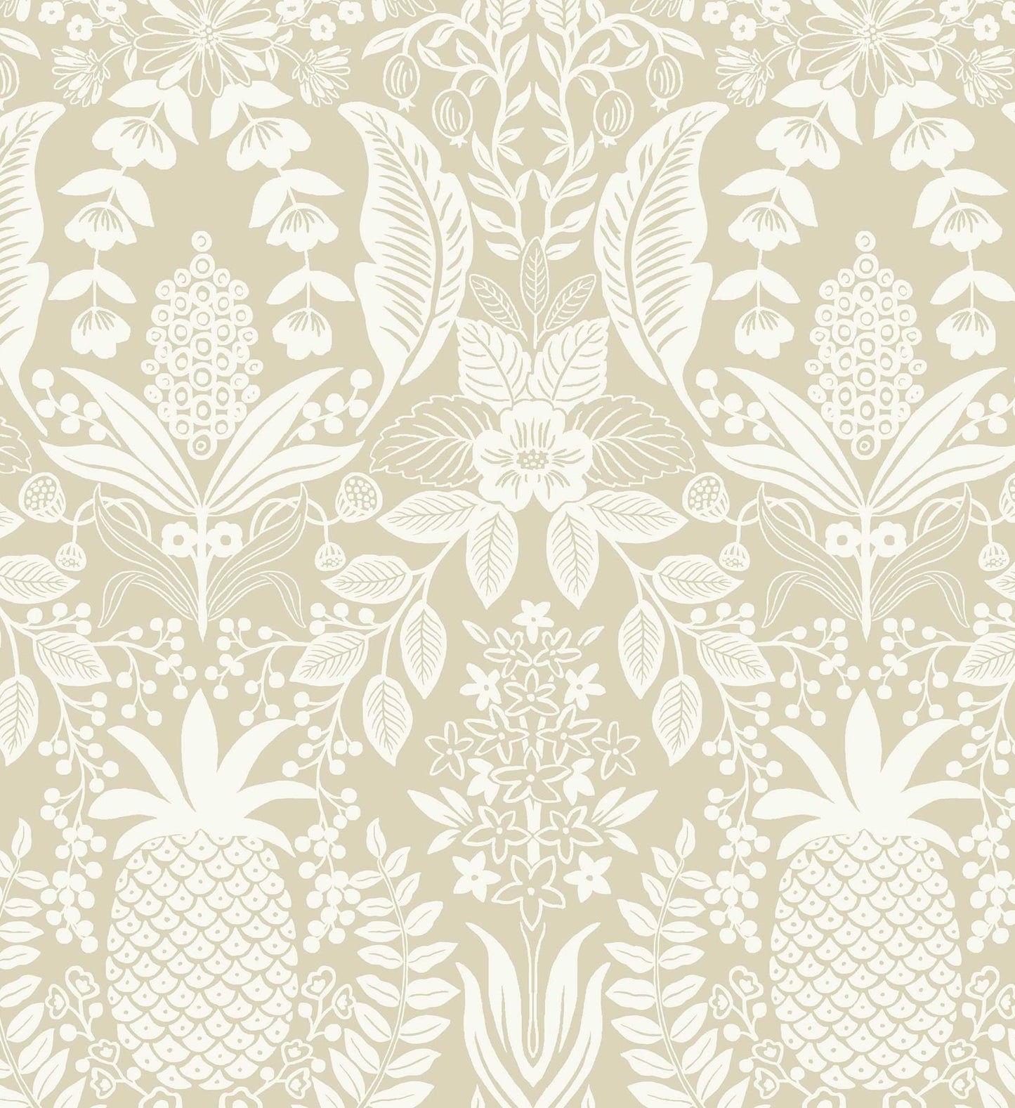 Pineapple Damask Wallpaper - Linen