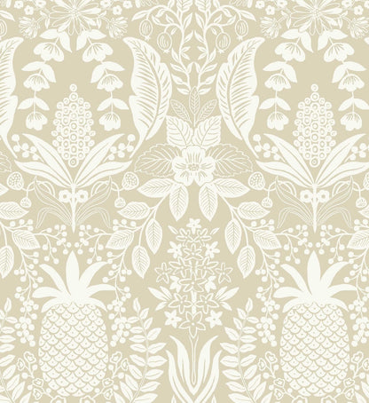 Pineapple Damask Wallpaper - Linen