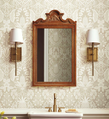 Pineapple Damask Wallpaper - Linen