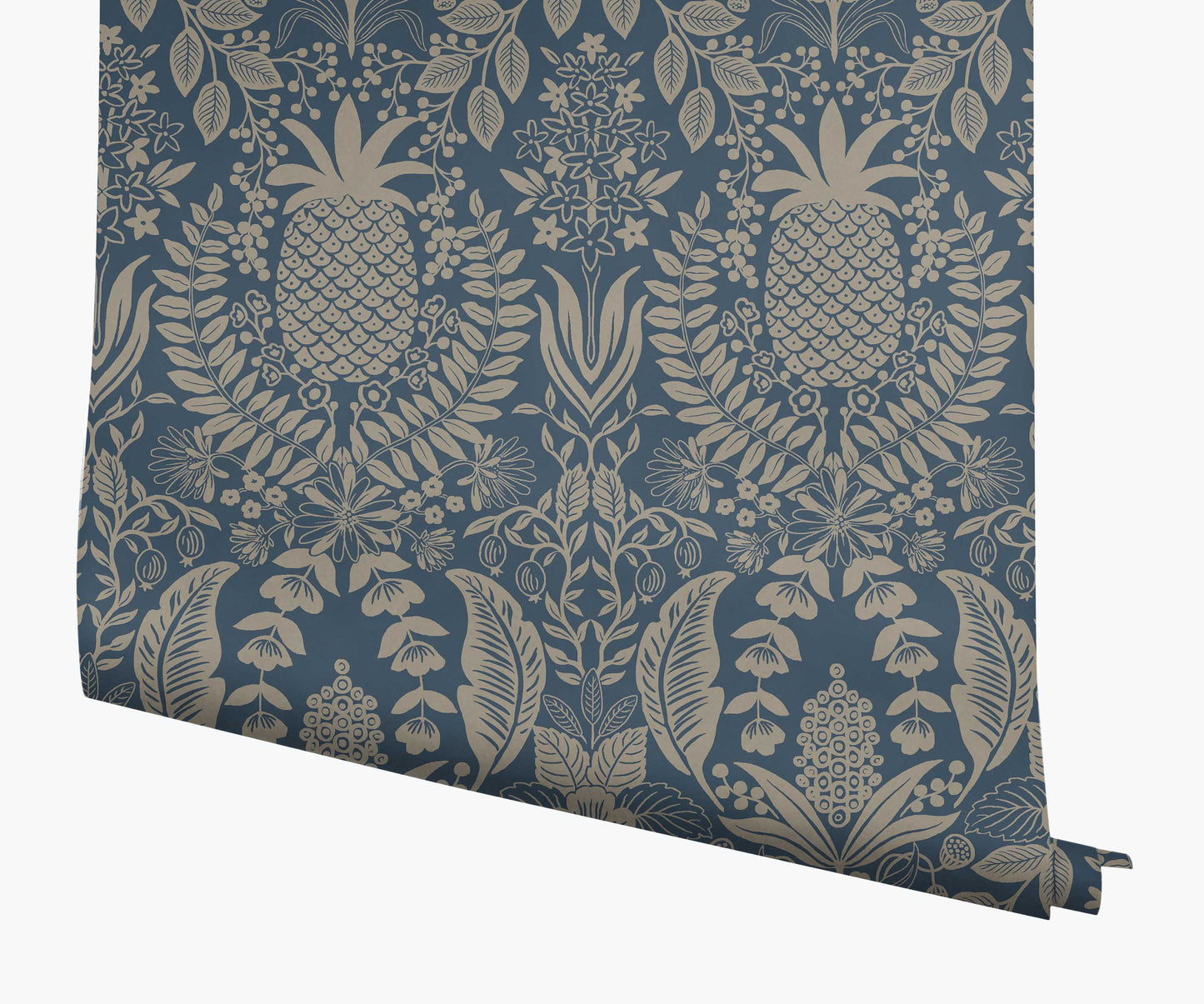 Pineapple Damask Wallpaper - Navy - Peel and Stick Wallpaper