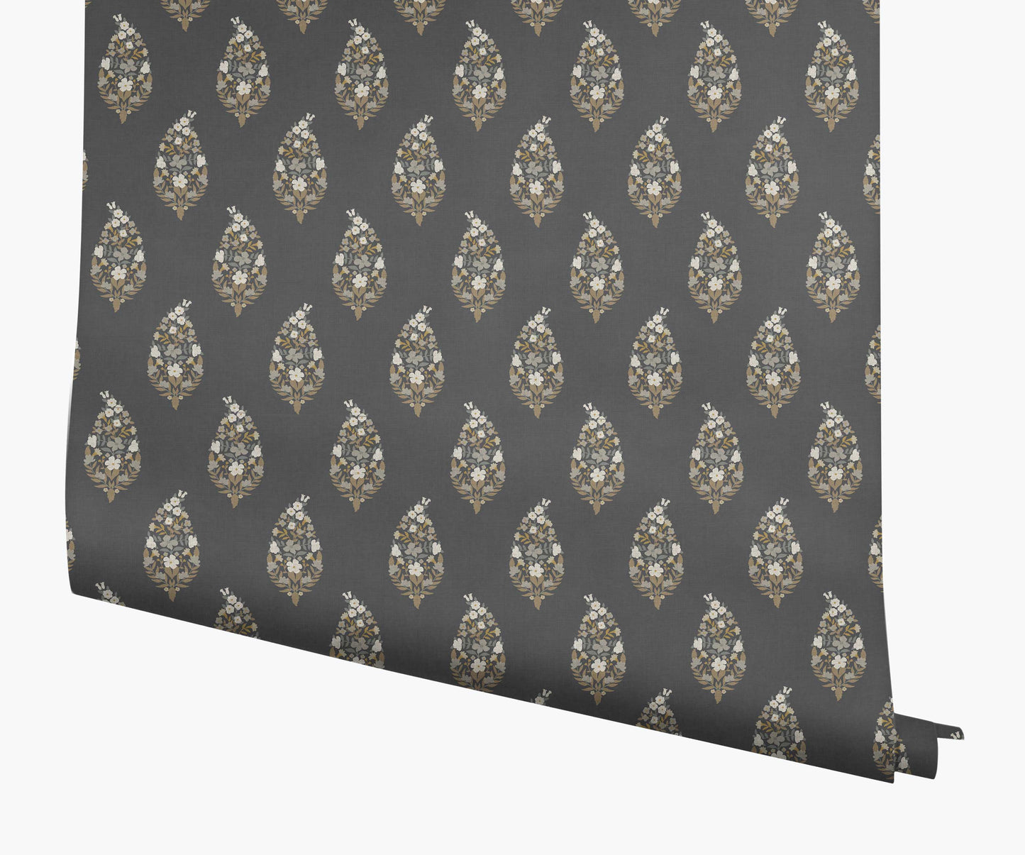 Paisley Wallpaper - Black - Peel and Stick Wallpaper