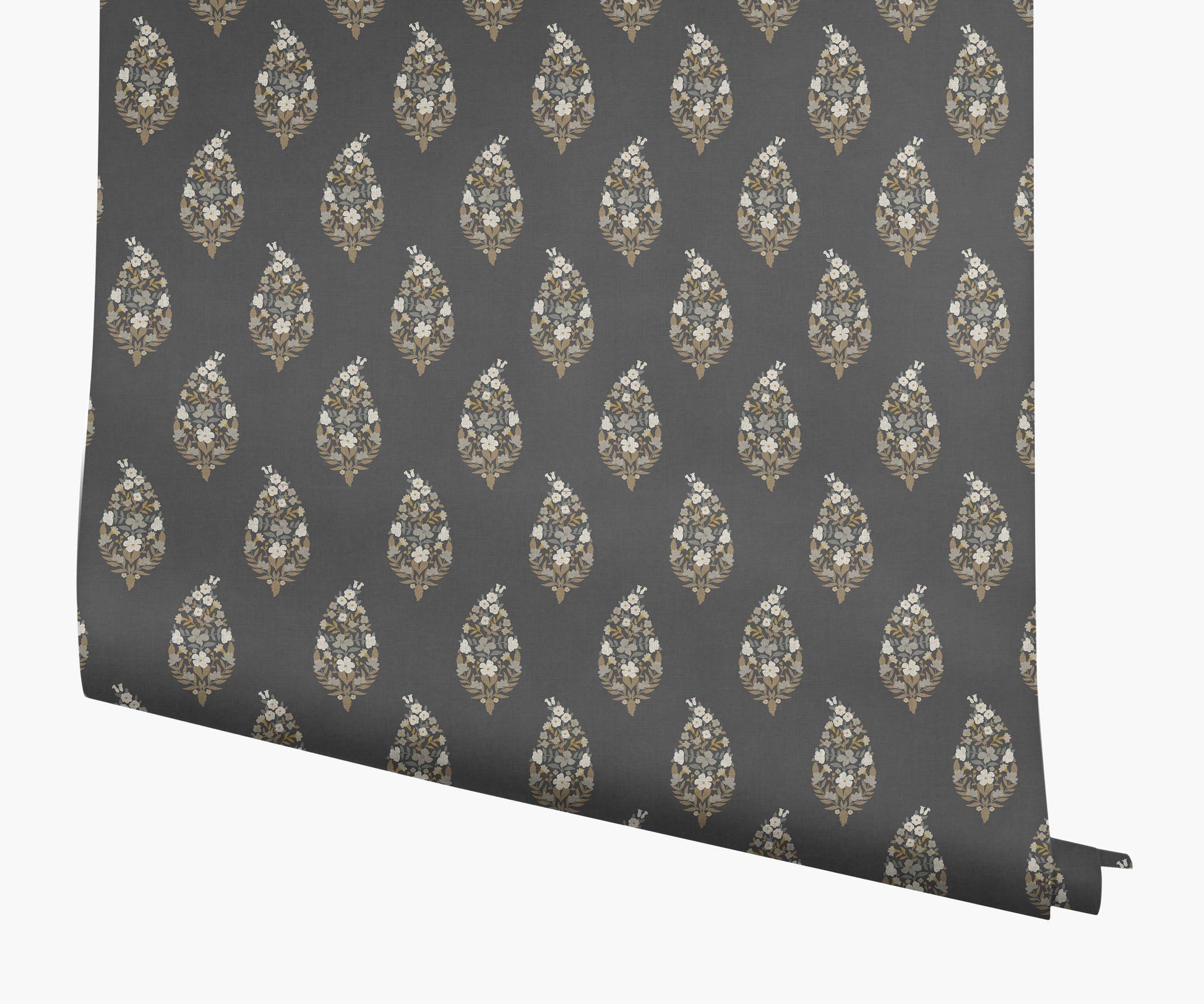 Paisley Wallpaper - Black - Peel and Stick Wallpaper