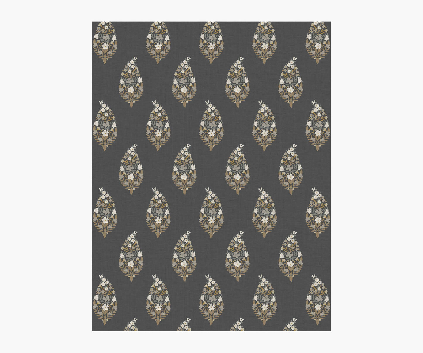 Paisley Wallpaper Sample - Black - Peel and Stick Wallpaper