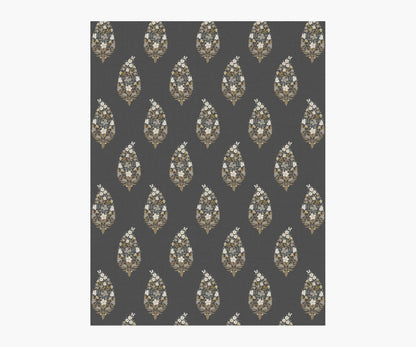 Paisley Wallpaper Sample - Black - Peel and Stick Wallpaper