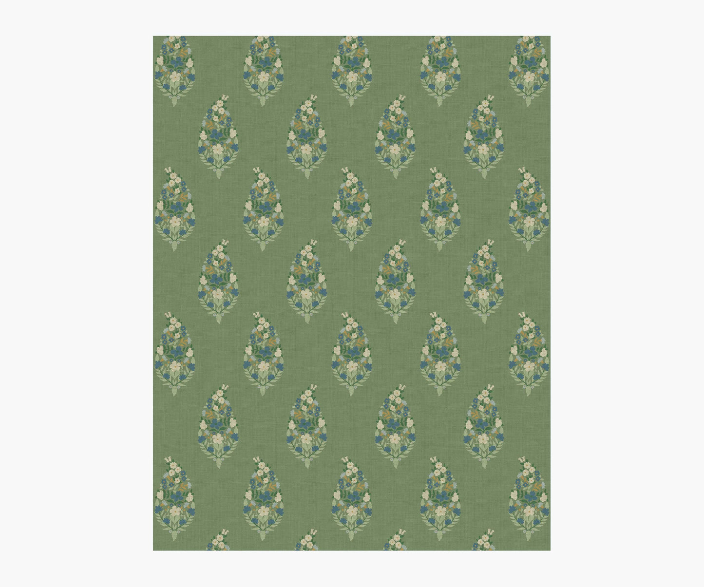 Paisley Wallpaper Sample - Green - Peel and Stick Wallpaper