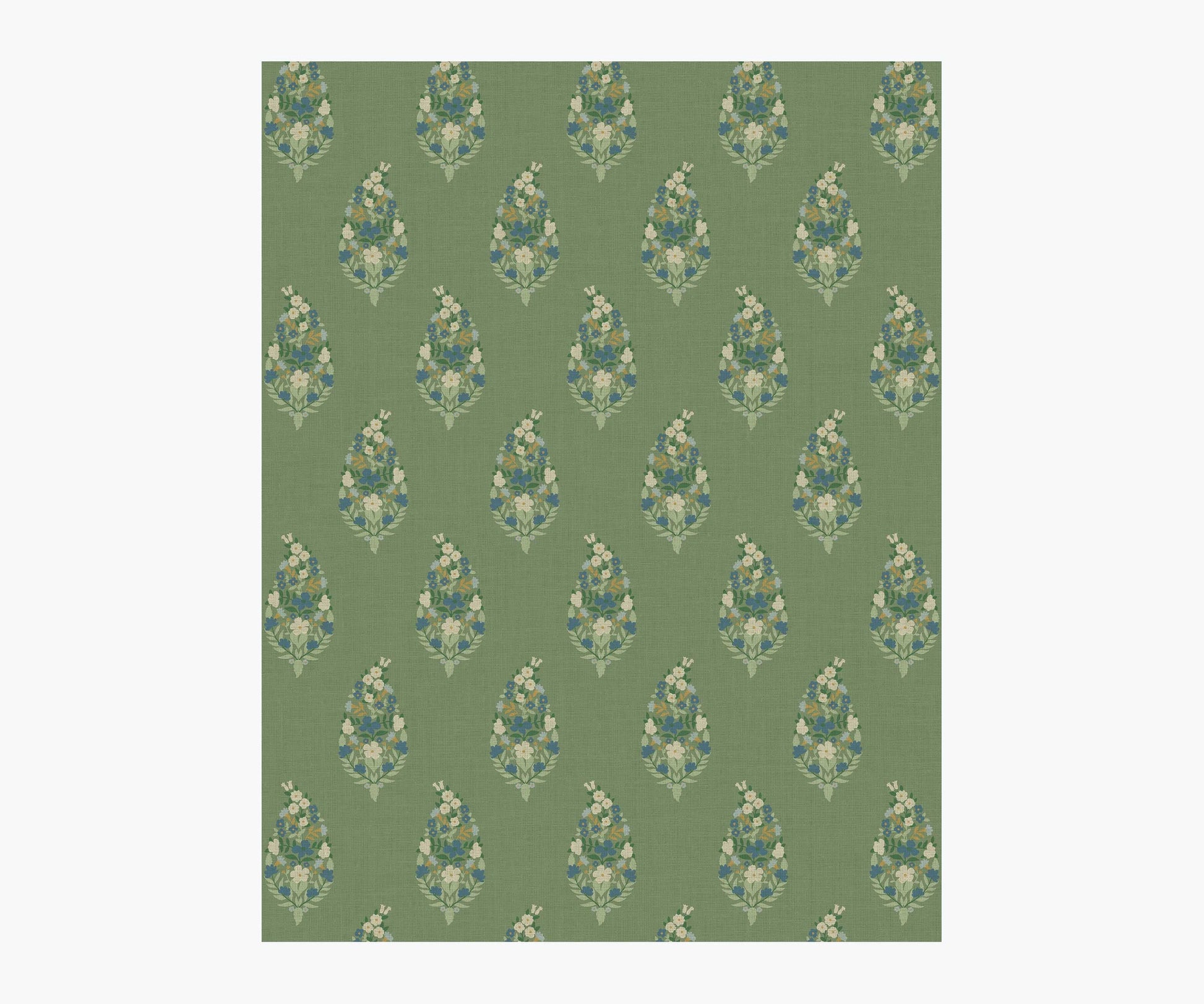 Paisley Wallpaper Sample - Green - Peel and Stick Wallpaper