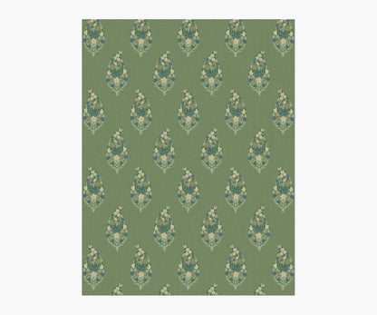 Paisley Wallpaper Sample - Green - Peel and Stick Wallpaper