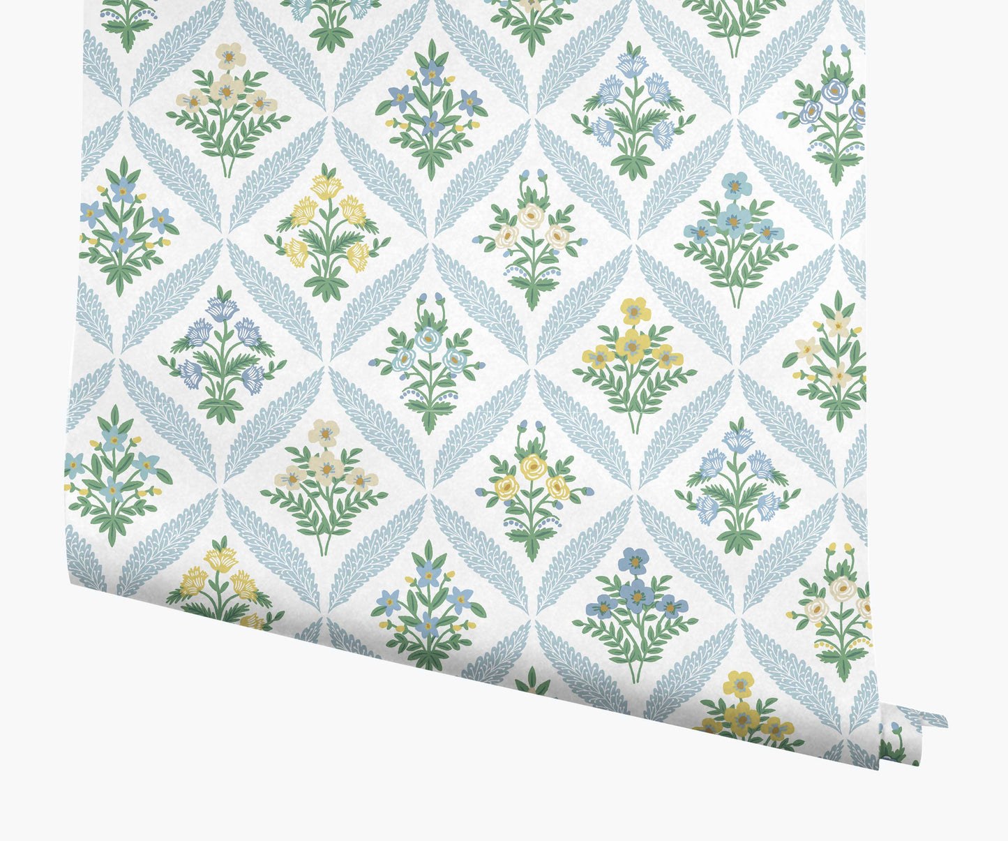 Estee Garden Wallpaper - Blue Multi - Peel and Stick Wallpaper