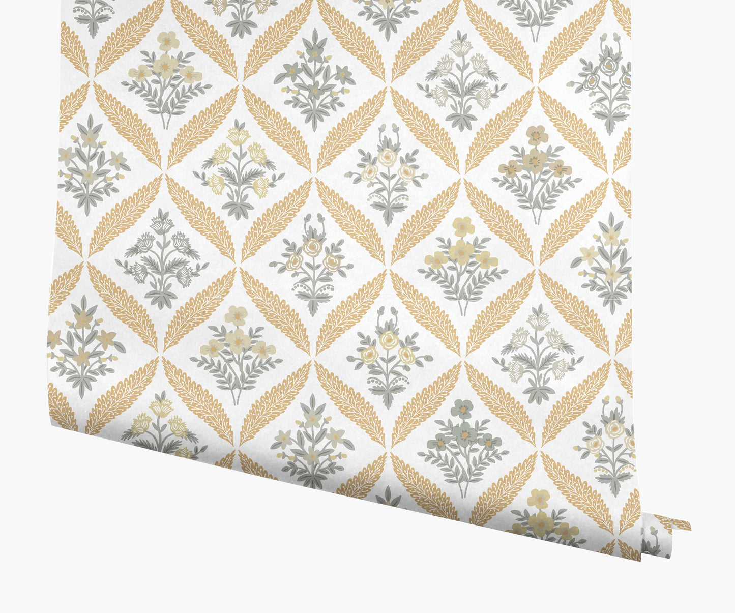 Estee Garden Wallpaper - Gold Multi - Peel and Stick Wallpaper