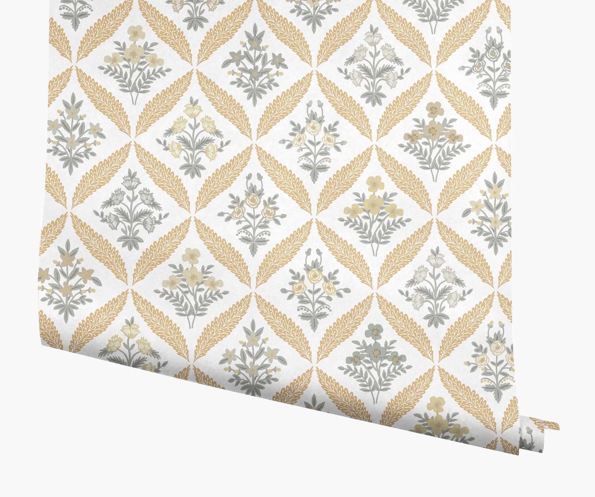 Estee Garden Wallpaper - Gold Multi - Peel and Stick Wallpaper