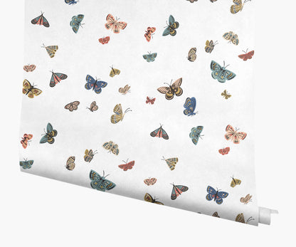 Butterfly House Wallpaper - White - Peel and Stick Wallpaper