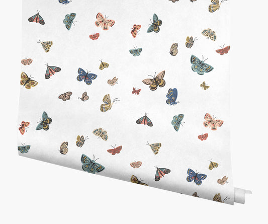 Butterfly House Wallpaper - White - Peel and Stick Wallpaper
