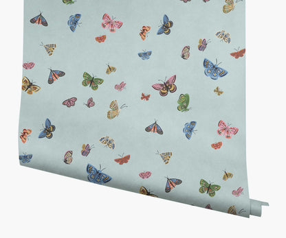 Butterfly House Wallpaper - Light Blue - Peel and Stick Wallpaper