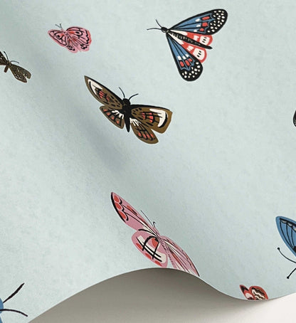Butterfly House Wallpaper - Light Blue