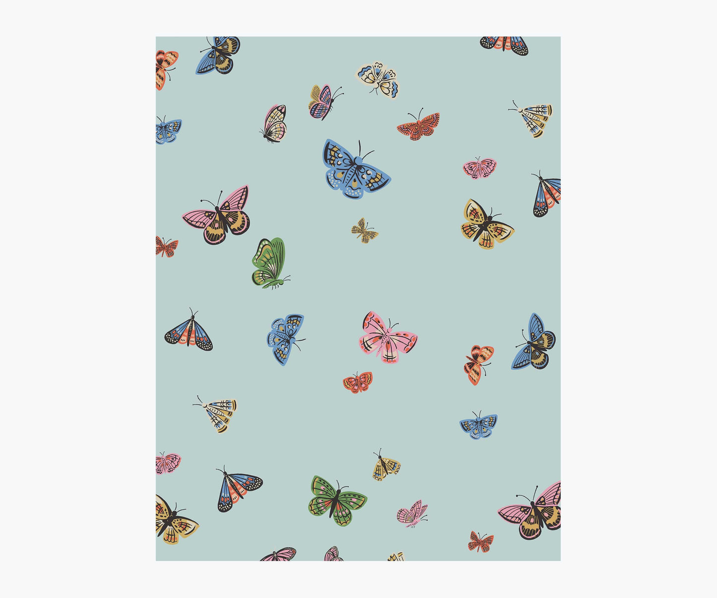 Butterfly House Wallpaper Sample - Light Blue - Peel and Stick Wallpaper