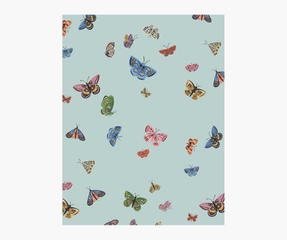 Butterfly House Wallpaper Sample - Light Blue - Peel and Stick Wallpaper