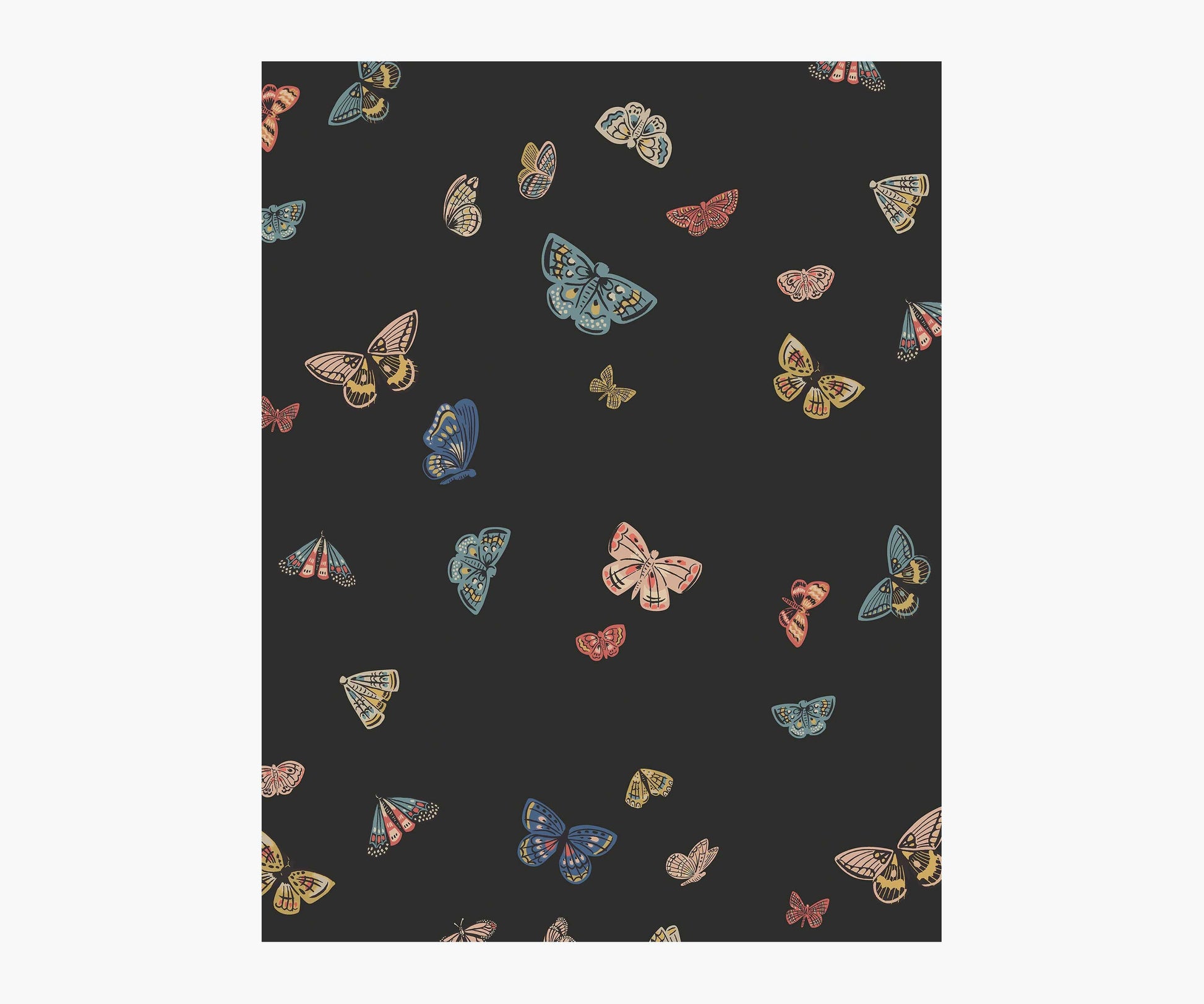 Butterfly House Wallpaper Sample - Black - Peel and Stick Wallpaper