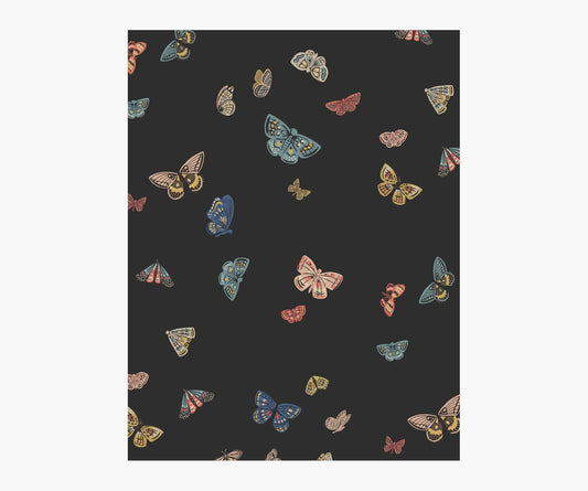 Butterfly House Wallpaper Sample - Black - Peel and Stick Wallpaper