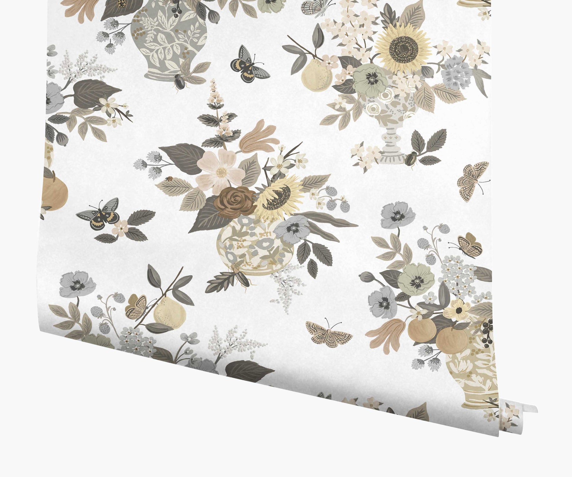 Flower Studies Wallpaper - Linen - Peel and Stick Wallpaper