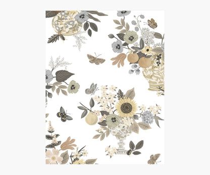 Flower Studies Wallpaper Sample - Linen - Peel and Stick Wallpaper