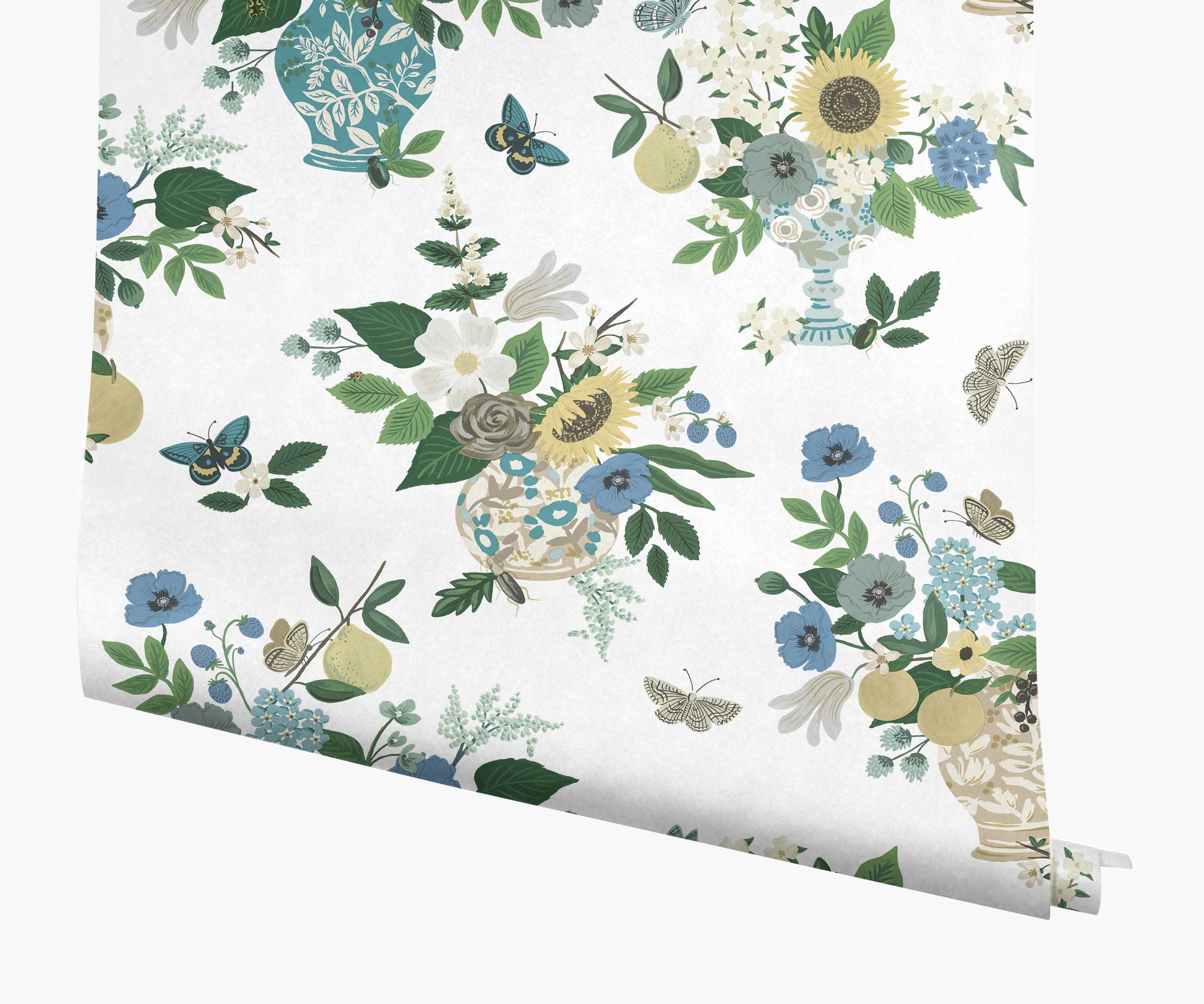 Flower Studies Wallpaper - Blue Multi - Peel and Stick Wallpaper