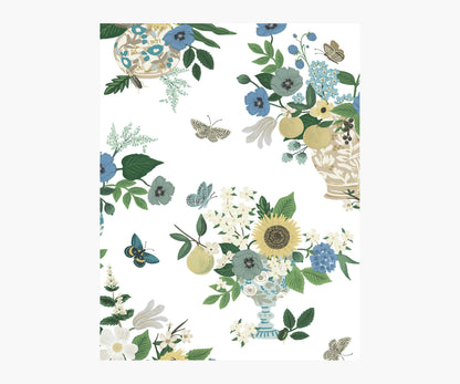 Flower Studies Wallpaper Sample - Blue Multi - Peel and Stick Wallpaper