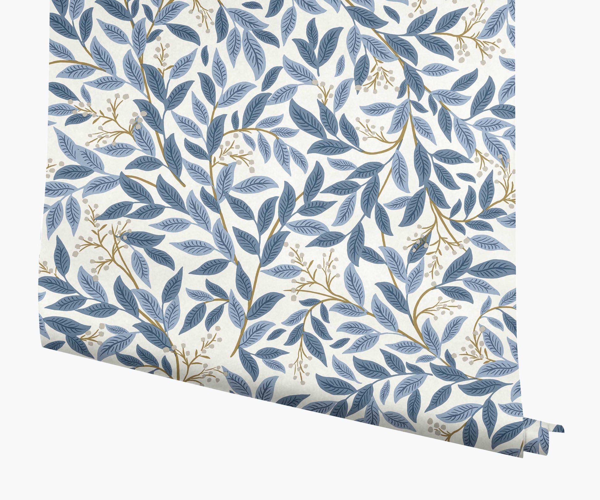 Willowberry Wallpaper - Blue & White - Peel and Stick Wallpaper