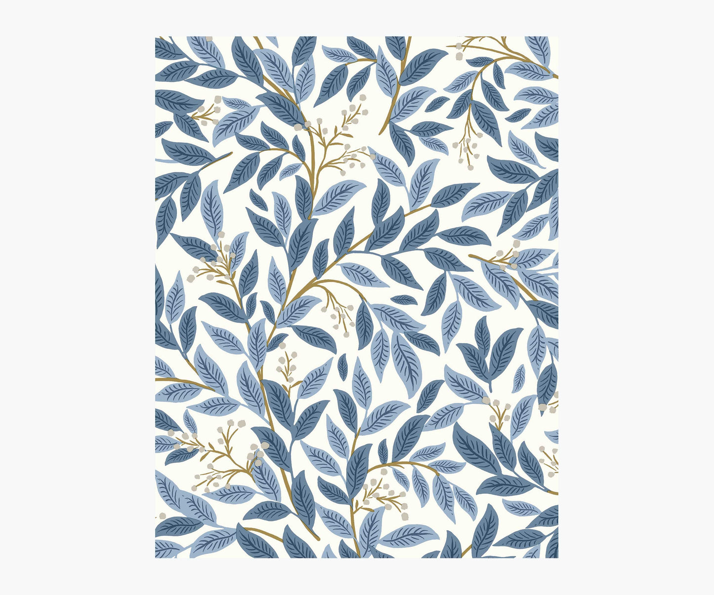 Willowberry Wallpaper Sample - Blue & White - Peel and Stick Wallpaper